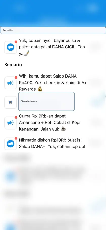 DANA inbox with native Google Ads placement